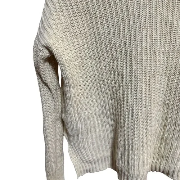Lauren Ralph Lauren LRL‎ Womens M Sweater Shawl Cable Knit Collar Beige Warm - Picture 7 of 13